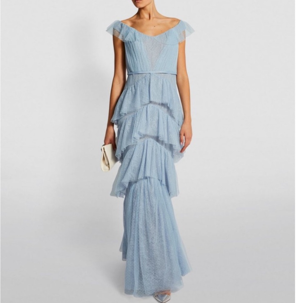 Marchesa notte blue gown dress